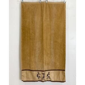 Avanti Kokopelli Bath Body Towel Gold Nutmeg Blue Orange Velour Style Fabric Bot